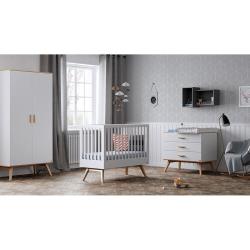 Chambre complète lit bébé 60x120 - commode à langer - armoire 2 portes Nautis - Blanc