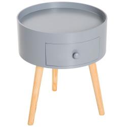 Chevet table de nuit ronde design scandinave tiroir bicolore pieds effilés inclinés bois m