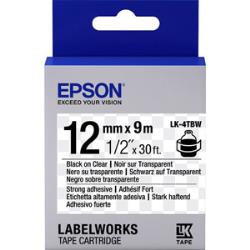Conso imprimantes - EPSON - LK-4TBW - Noir sur transparent / 12mm
