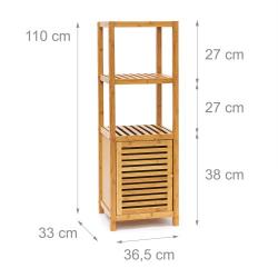Etagère pour salle de bain cuisine armoire bambou 4 étages Plateaux Meuble rangement serviette 110 cm