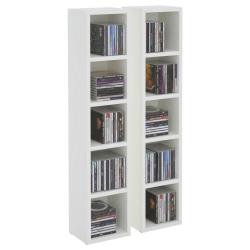 Etagères modulables MUSIQUE pour CD et DVD, lot de 2 meubles de rangement en colonne avec 10 compartiments, en