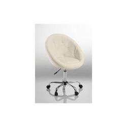 Fauteuil à roulette cuir PU tabouret chaise de bureau blanc BUR09029