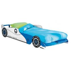 Lit voiture enfant Bleu, Sommier Inclu, 209 x 40.5 x 101.5 cm -PEGANE-