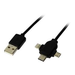 Câble USB A vers multitête Micro USB/Lightning/Type C