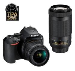 Appareil photo Reflex Nikon D3500 Noir + Objectif Nikkor AF-P DX 18-55 mm f/3.5-5.6 VR + Objectif AF-P DX 70-300 mm f/4.5-6.3G ED VR