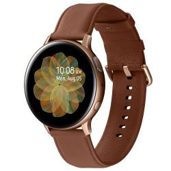 Montre connectée Samsung Galaxy Watch Active2 44 mm Boîtier Acier Bracelet en cuir Or bril