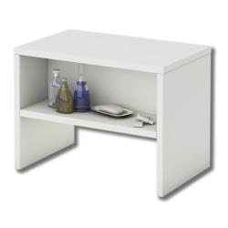 Table de chevet DION, table de nuit casier avec 1 niche, en mélaminé blanc mat