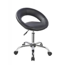 Tabouret chaise à roulette avec dossier simili-cuir noir hauteur réglable TABO09015