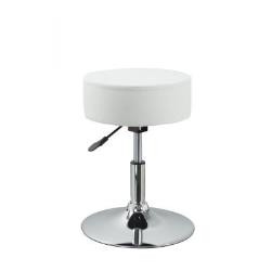 Tabouret chaise noir hauteur réglable cuir synthétique blanc TABO09030