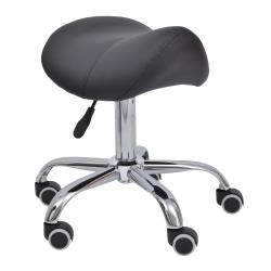 Tabouret de massage tabouret selle ergonomique pivotant 360° hauteur réglable simili cuir noir chromé