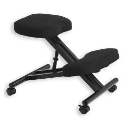 Tabouret ergonomique ROBERT siège ajustable repose genoux chaise de bureau sans dossier, en métal noir et assi