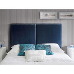 Tête de lit pour lit 160 cm en velours bleu marine KINLEY