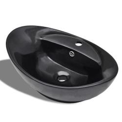 Vasque ovale à trou trop-plein/robinet céramique pour salle de bain