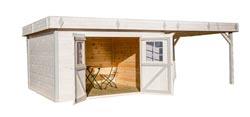 Abri madriers HABRITA bois massif toit plat / 28 mm surface : 29,04 m2