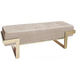 Banquette Velours Taupe Pieds Or LEMPY