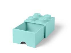 Brique bleu clair aqua de rangement LEGO à tiroir et à 4 tenons