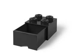 Brique noire de rangement LEGO à tiroir et à 4 tenons
