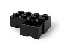 Brique noire de rangement LEGO à tiroir et à 8 tenons