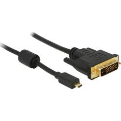 Delock HDMI / DVI Câble de raccordement [1x HDMI mâle D Micro 1x DVI mâle 24+1 pôles] 1 m noir