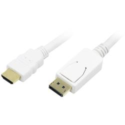 Câble de raccordement LogiLink CV0055 [1x DisplayPort mâle 1x HDMI mâle] 2 m blanc