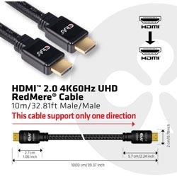 club3D HDMI Câble de raccordement [1x HDMI mâle 1x HDMI mâle] 10 m noir