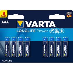 Lot De 8 Piles Alcaline VARTA Longlife Power AAA/LR3