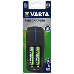 Chargeur Mini VARTA + 2 piles rechargeables AA / HR6 2100 mAh