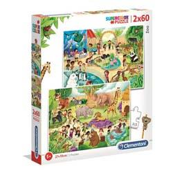 Clementoni - 2 puzzles 60 pièces Supercolor au Zoo