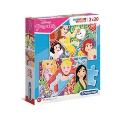 Clementoni - Puzzles SuperColor 2x20 pièces Disney Princesses