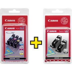Pack de cartouches dorigine Canon PGI-525 / CLI-526 noir, cyan, magenta, jaune remplace Canon PGI-525, CLI-526