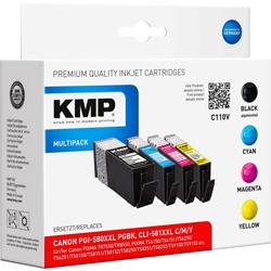 Pack de cartouches compatible KMP C110V noir, cyan, magenta, jaune - remplace Canon PGI-580 XXL, CLI-581 XXL
