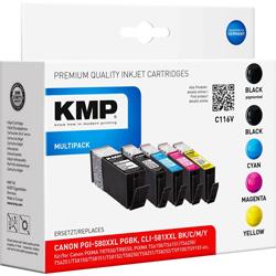 Pack de cartouches compatible KMP C116V noir, noir photo, cyan, magenta, jaune - remplace Canon PGI-580 XXL, CLI-581 XXL