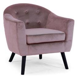 Fauteuil Scandinave Velours Rose OLAF