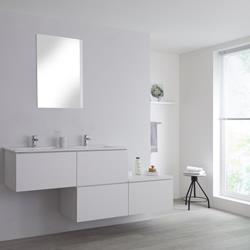 Hudson Reed - Meuble salle de bain avec double vasques encastrées - Blanc Newington - 180c
