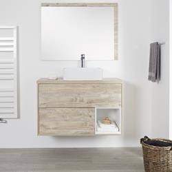 Hudson Reed - Meuble salle de bain chêne clair avec vasque à poser - 100cm - 2 tiroirs