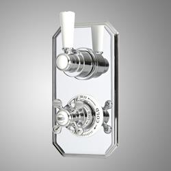 Hudson Reed - Mitigeur de douche thermostatique rétro encastré à 2 fonctions avec inverseur - Chromé et blanc 