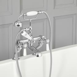 Hudson Reed - Robinet bain douche rétro - Commandes à leviers - Chromé et blanc - Elizabet