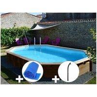 Kit piscine bois Sunbay Safran 6,37 x 4,12 x 1,33 m + Bâche à bulles + Douche