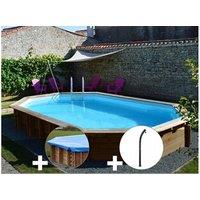 Kit piscine bois Sunbay Safran 6,37 x 4,12 x 1,33 m + Bâche hiver + Douche