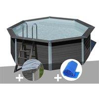Kit piscine composite Gré Avant-Garde ronde 4,10 x 1,24 m + Bâche hiver + Bâche à bulles