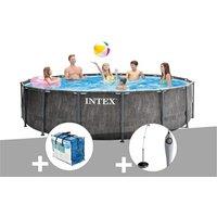 Kit piscine tubulaire Intex Baltik ronde 5,49 x 1,22 m + Bâche à bulles + Douche solaire