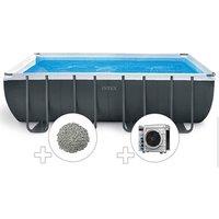 Kit piscine tubulaire Intex Ultra XTR Frame rectangulaire 5,49 x 2,74 x 1,32 m + 10 kg de 
