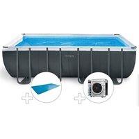 Kit piscine tubulaire Intex Ultra XTR Frame rectangulaire 5,49 x 2,74 x 1,32 m + Bâche à bulles + Pompe à chaleur