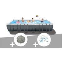 Kit piscine tubulaire Intex Ultra XTR Frame rectangulaire 7,32 x 3,66 x 1,32 m + 20 kg de zéolite + Kit d