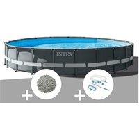 Kit piscine tubulaire Intex Ultra XTR Frame ronde 6,10 x 1,22 m + 20 kg de zéolite + Kit d