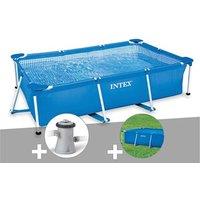 Kit piscine tubulaire rectangulaire Intex 3,00 x 2,00 x 0,75 m + Filtration à cartouche + Bâche de protection 