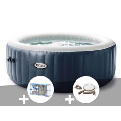 Kit spa gonflable Intex PureSpa Blue Navy rond Bulles 6 places + 6 filtres + Kit d