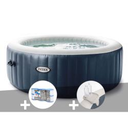 Kit spa gonflable Intex PureSpa Blue Navy rond Bulles 6 places + 6 filtres + Porte-verre