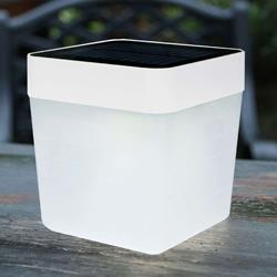Lampe à poser LED solaire blanche Table Cube - Eco-Light