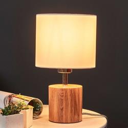 Lampe à poser ronde bois Trongo câble noir-blanc - Spot-Light